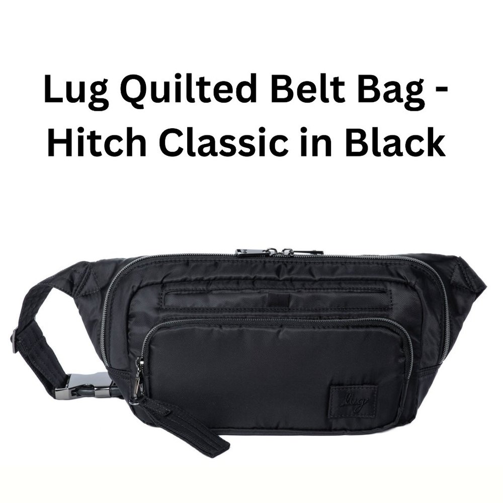 Lug Quilted Belt Bag Hitch Classic Black Fanny Pack XL Sling Bag Vegan RFID NWT
